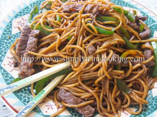 stir fry beef with noodles